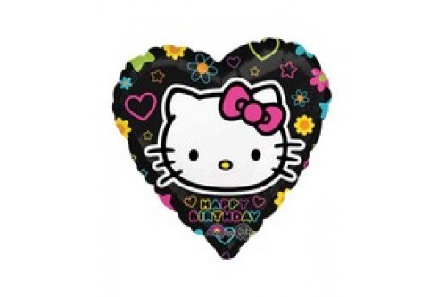18 Inch Hello Kitty Black Heart Balloon